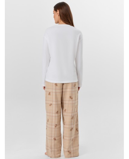 Комплект белый +клетка с мишки на песочном