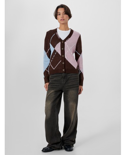 Кардиган коричневый в ромбы