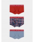 Трусы серо -голубой +ярко -красный +красно -синяя клетка