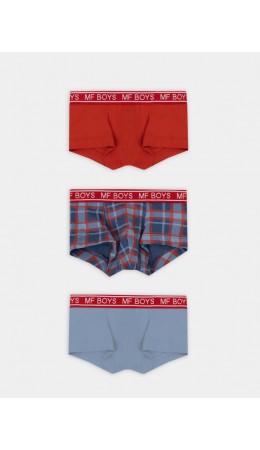 Трусы серо -голубой +ярко -красный +красно -синяя клетка