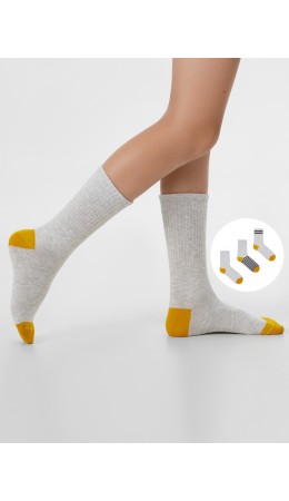 Носки св.серый меланж /горчичный-3/