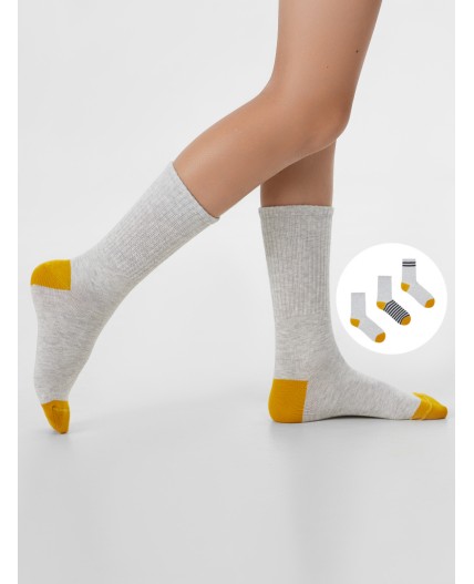 Носки св.серый меланж /горчичный-3/