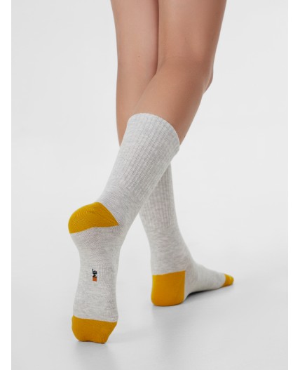 Носки св.серый меланж /горчичный-3/