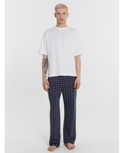 Брюки клетка на т.синем1