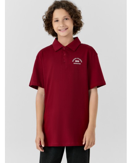 Поло гранатовый красный +печать