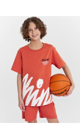 Футболка оранжевый терракот +печать