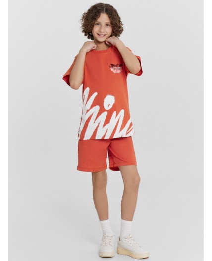 Футболка оранжевый терракот +печать