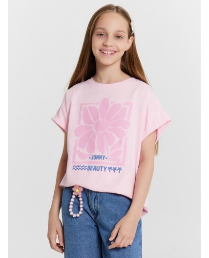 Футболка розовая сказка +печать