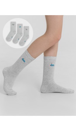 Носки св.серый меланж-3/