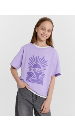 Футболка лаванда +печать1