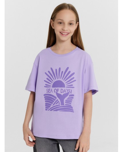 Футболка лаванда +печать1