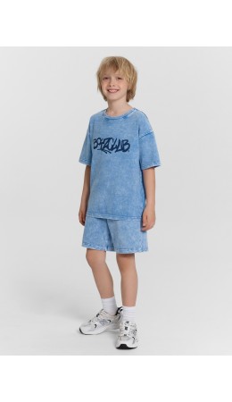 Комплект синий acid wash +печать