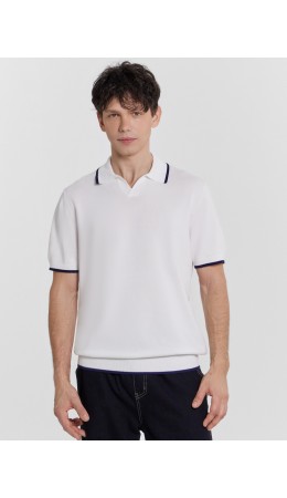 Поло светло -молочный +нэви