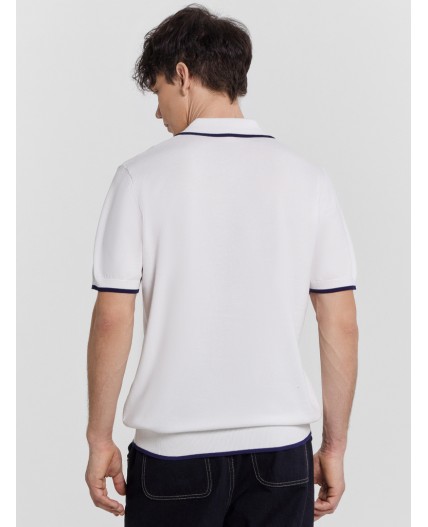 Поло светло -молочный +нэви