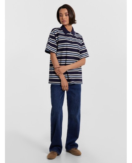 Поло полоски на т.синем