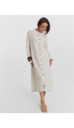 Платье коричневая полоска на молочном