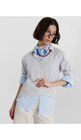 Рубашка графитовая полоска на белом