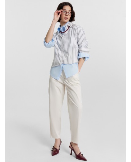 Рубашка графитовая полоска на белом