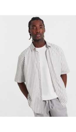 Рубашка бело -серая полоска
