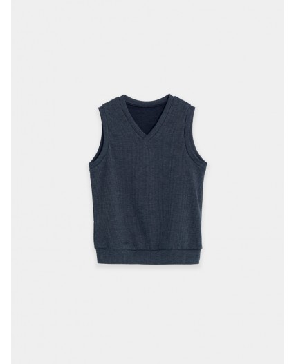 Жилет серая клетка на т.синем