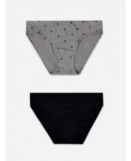 Трусы черный +самолеты на сером