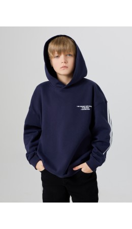 Худи полуночно -синий +печать