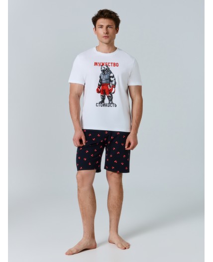 Комплект белый +боксерские перчатки на черном