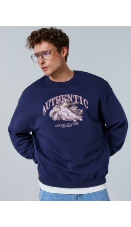 Свитшот полуночно -синий +печать