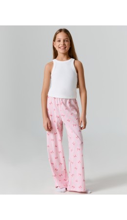 Брюки бантики на розовой полоске
