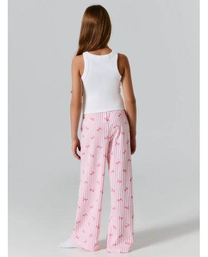 Брюки бантики на розовой полоске