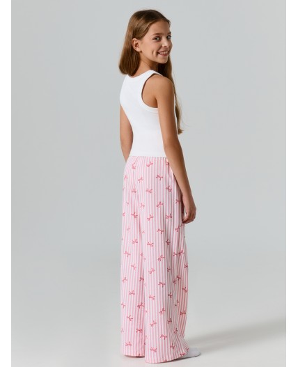 Брюки бантики на розовой полоске