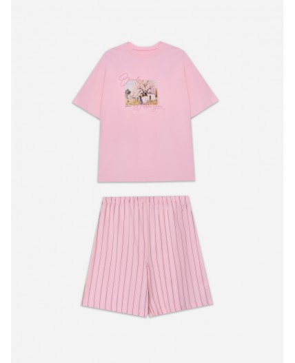 Комплект розовая сказка +полоска на розовом