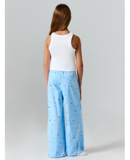 Брюки цветы на голубой полоске