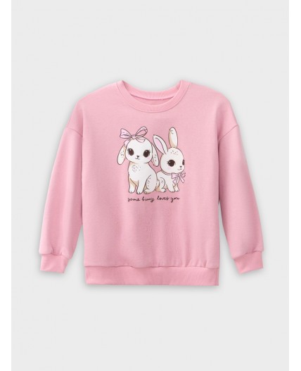 Свитшот пыльно -розовый +печать