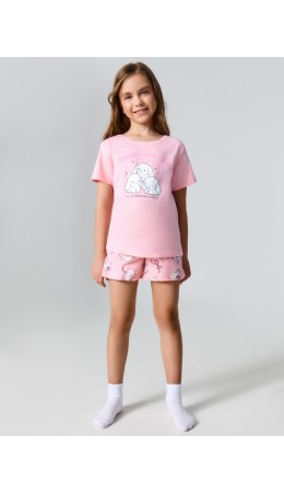 Комплект розовый +зайчики на розовом