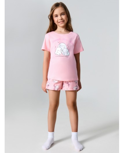 Комплект розовый +зайчики на розовом