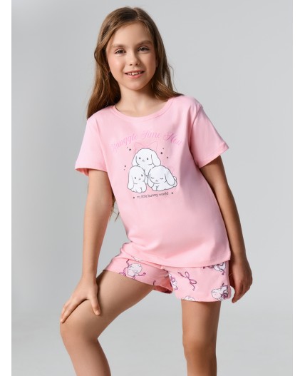 Комплект розовый +зайчики на розовом