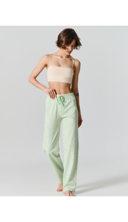 Брюки цветы на зеленой полоске