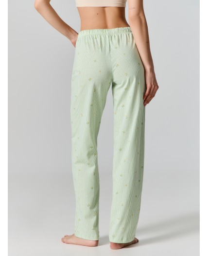 Брюки цветы на зеленой полоске