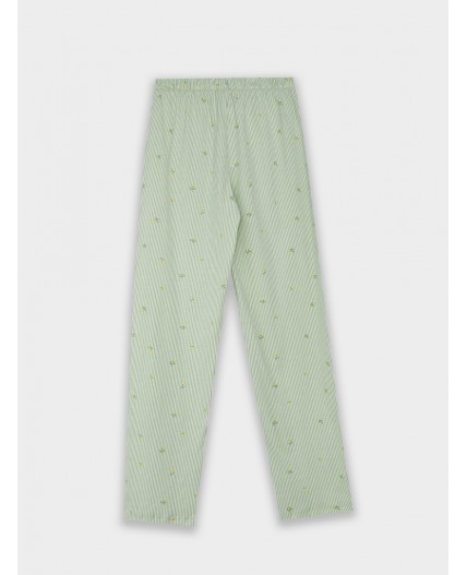 Брюки цветы на зеленой полоске