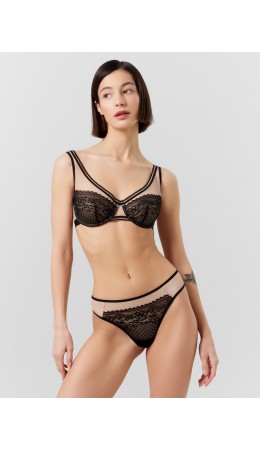 Трусы черный +бежевый