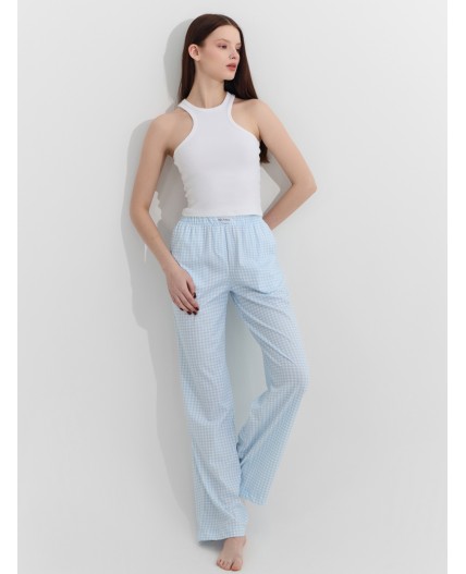 Брюки голубая клетка