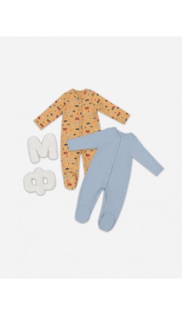 Комбинезон машинки на бисквите +серо -голубой