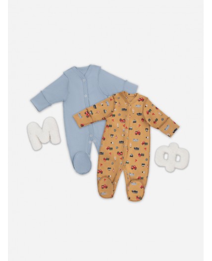 Комбинезон машинки на бисквите +серо -голубой