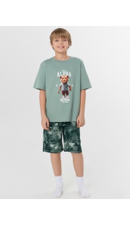 Пижама зеленая пастель +милитари