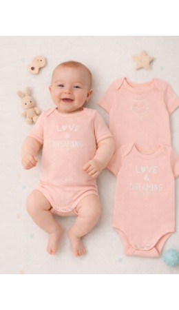 Боди розовый +печать