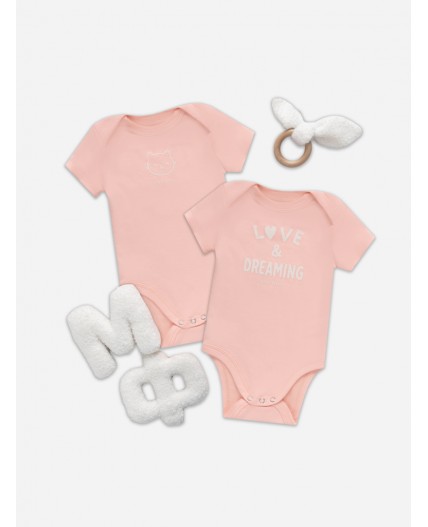 Боди розовый +печать