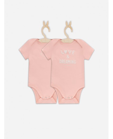 Боди розовый +печать