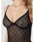 Боди бантики с горошком на черном