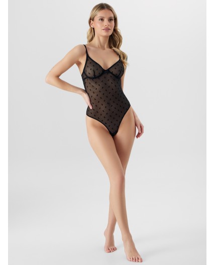 Боди бантики с горошком на черном